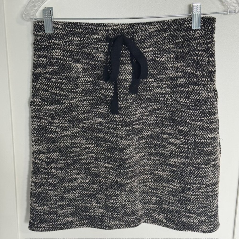 NEW LOFT Herringbone Black + White Ribbon Tie Skirt XS Preppy Office Casual